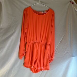 2/$30 The Rage Clothing Co Long Sleeve elastic waist Peach Romper Size L. NWOT